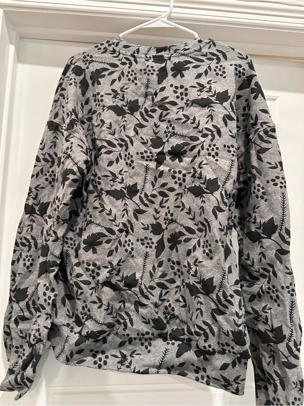 Gray Sweatshirt with Black Botanical Print